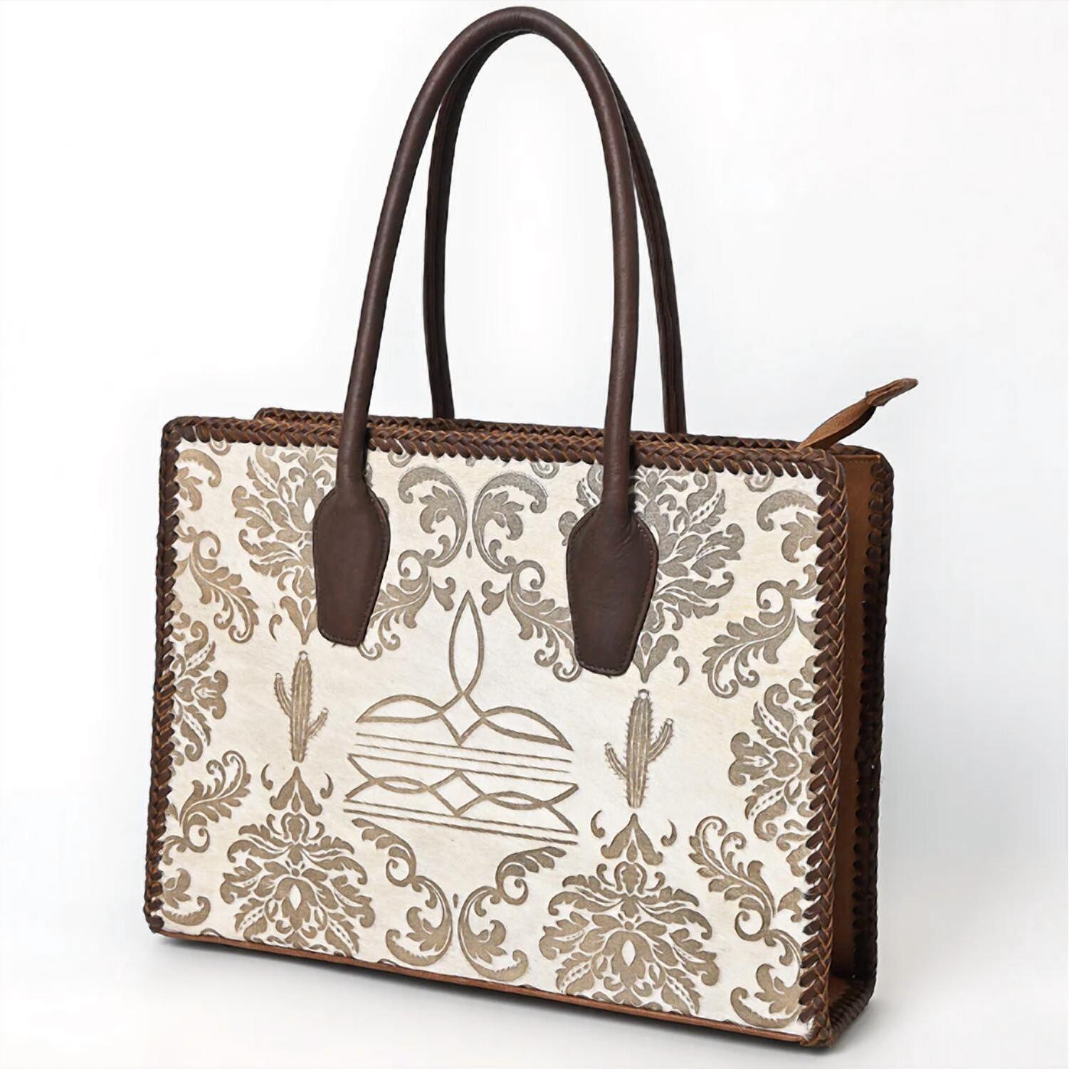 New American Darling Women's Hair On Genuine Western Leather Tote Bag In Brown